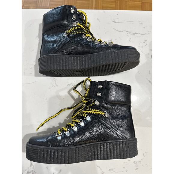 Shoe The Bear Agda Black Leather Hiking Boot Plateau Sole, Size 38, EUC - Picture 4 of 8